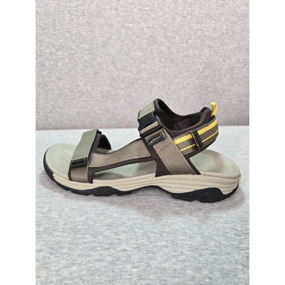 Bass Mens Size 12 Adjustable Strap Khaki Yellow Outdoor Hiking Sandal Cushioned